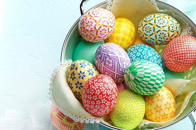 Decorate Easter Eggs With Colorful Washi Paper Birds And