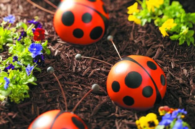 Bowling Ball Garden Art Ladybugs