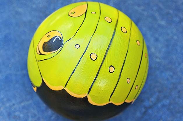 Caterpillar Bowling Ball Art