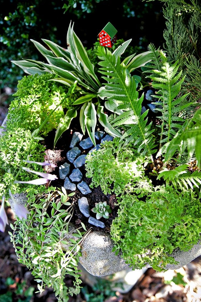 mini birdbath planter