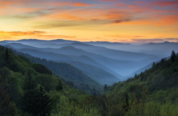 Sunrise Landscape Great Smoky Mountains National Park Gatlinburg TN