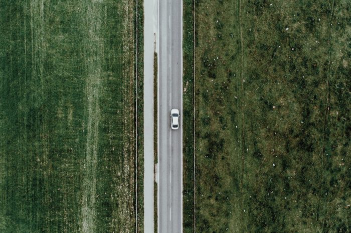 Aerial View Of Car On Road