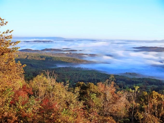 A scenic view of the Ozark Mountains in Arkansas