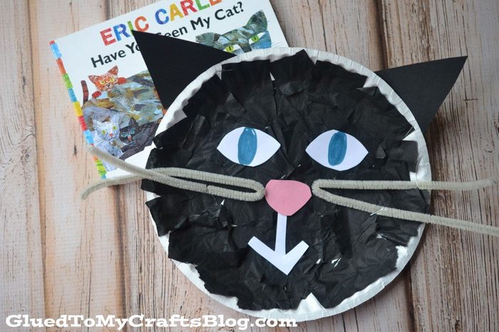 tissue paper black cat diy halloween craft for kids