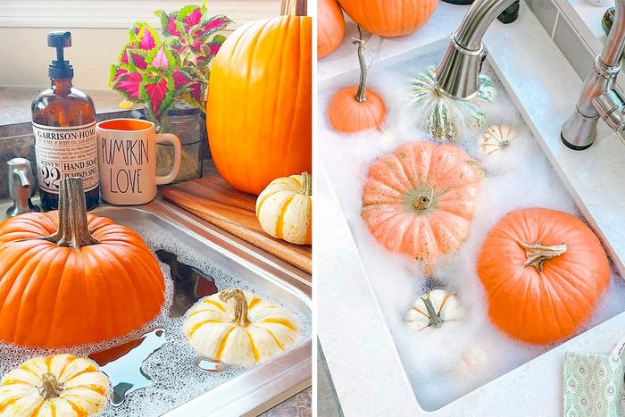 How to preserve a pumpkin by soaking in solution