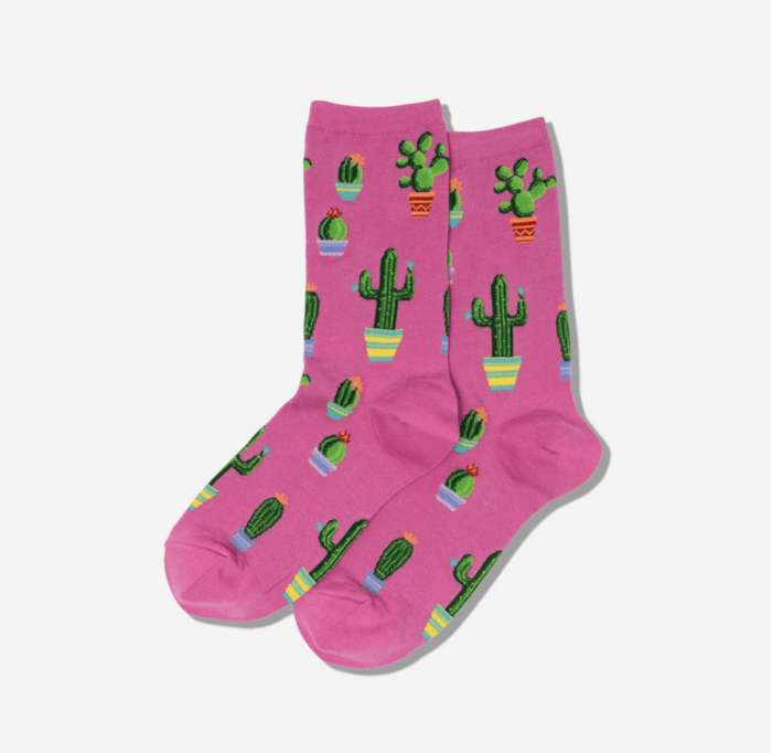 Pink socks with cacti