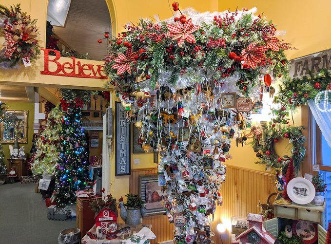 The interior of the Tannenbaum Holiday Shop in Door County