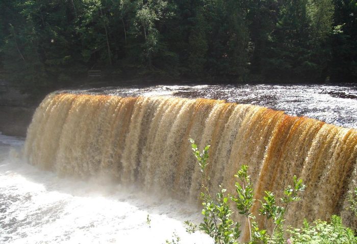 An image of Tahquamenon Falls in the Upper Peninsula of Michigan.