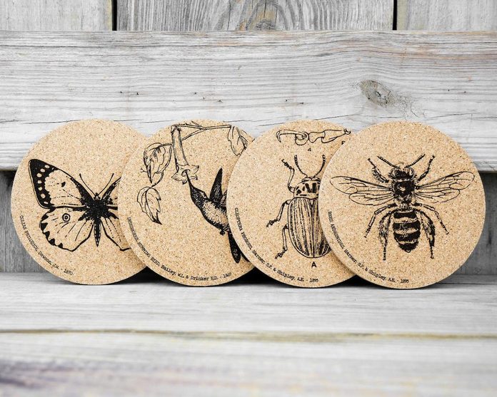cork coasters butterfly gifts