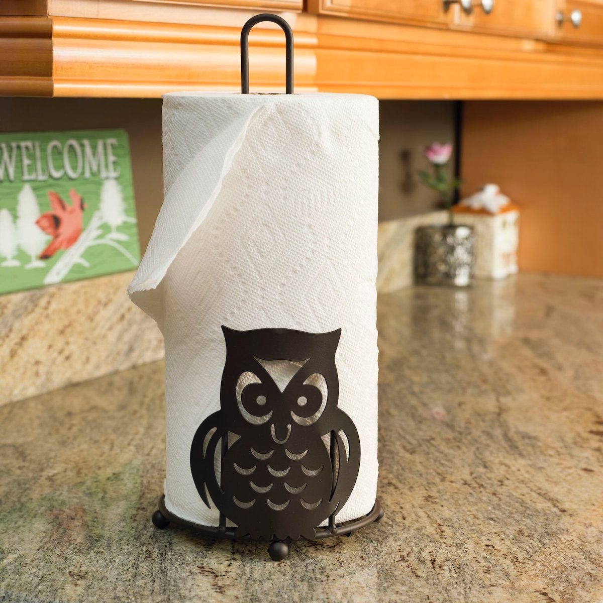 Owl Paper Towel Holder - how cute!!  Owl kitchen, Owl home decor, Owl  kitchen decor