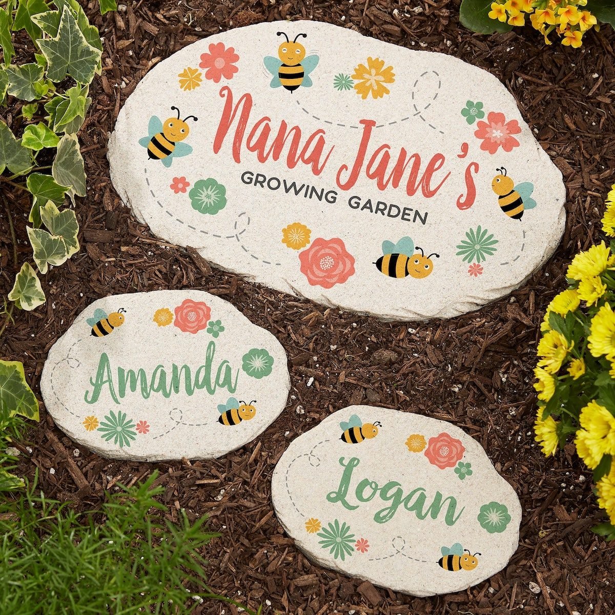 Thank You For Helping Us Bloom - Personalized Birth Flower Mom Garden Stone  - Gardening Gifts For Mom - Personalized Christmas Gifts For Mom - Unique  Personalized Gifts & Home Decor
