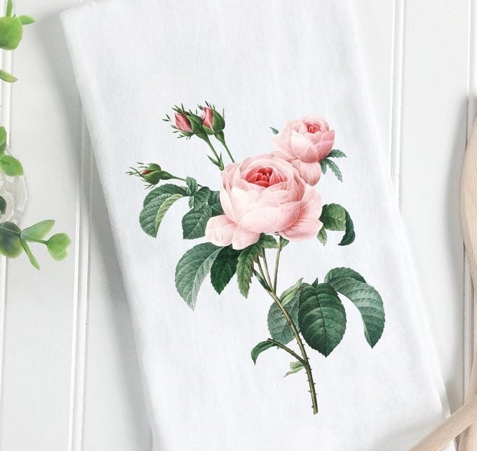 rose tea towel, rose gifts