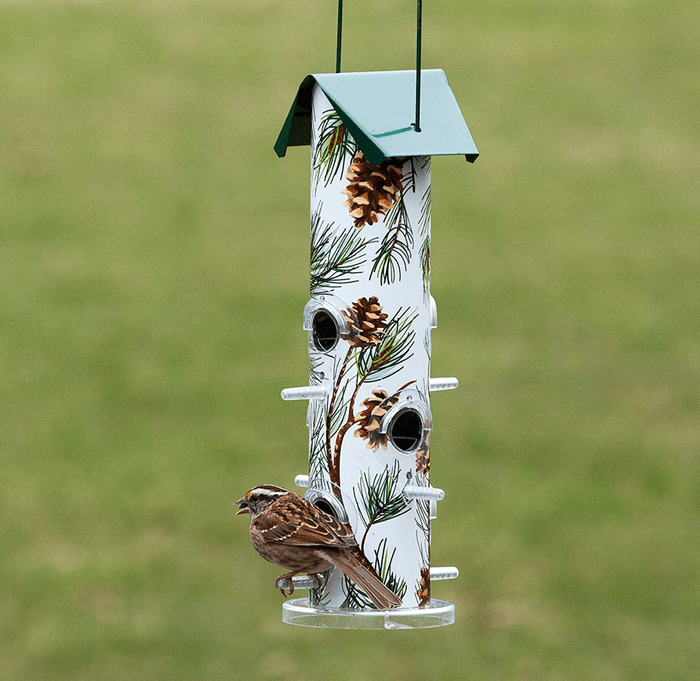 pine tube winter bird feeder