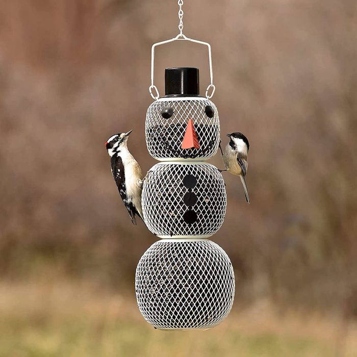 snowman bird feeder, winter bird feeder