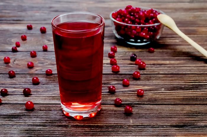 hummingbird mixture, Glasses of fresh cranberry drink. Selective focus