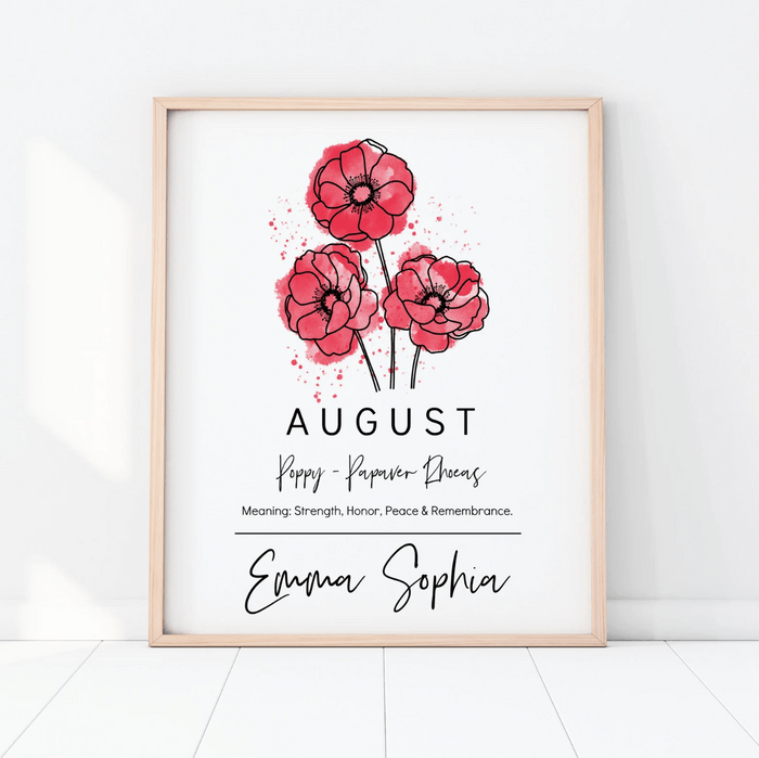 august birth flower poppy art print