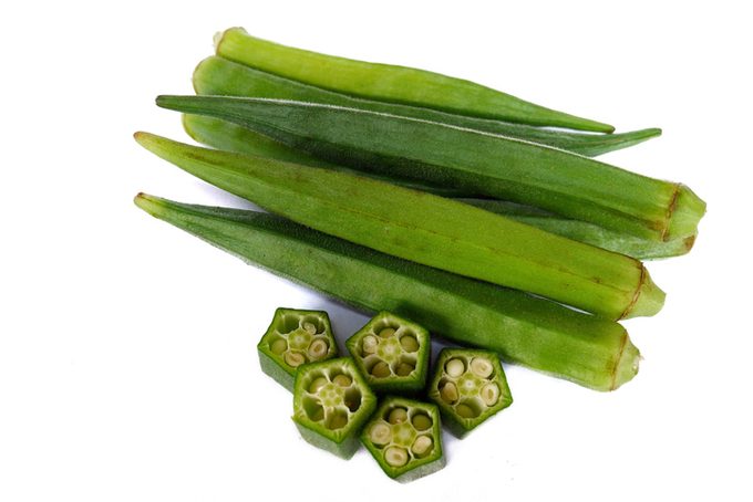Close-Up Of Okras On White Background