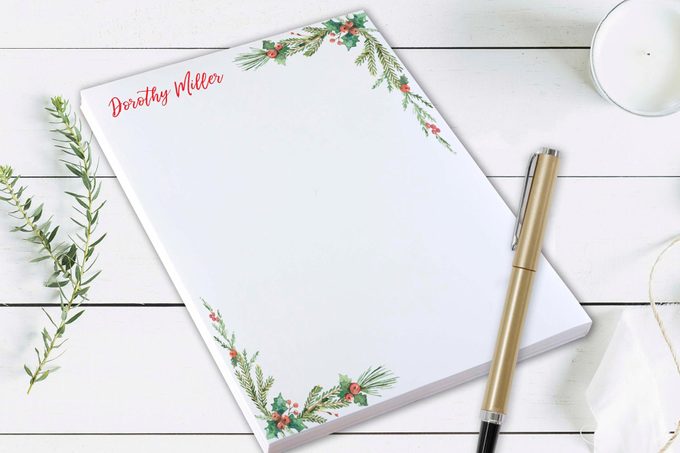 Christmas Holly Themed Notepad