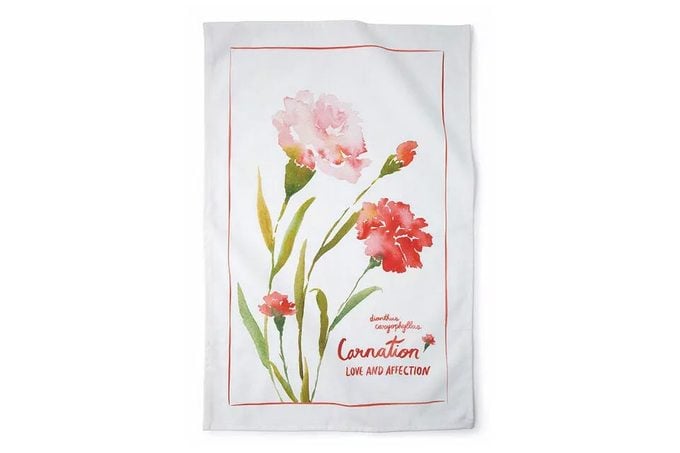 January Carnation Birth Month Flower Tea Towels
