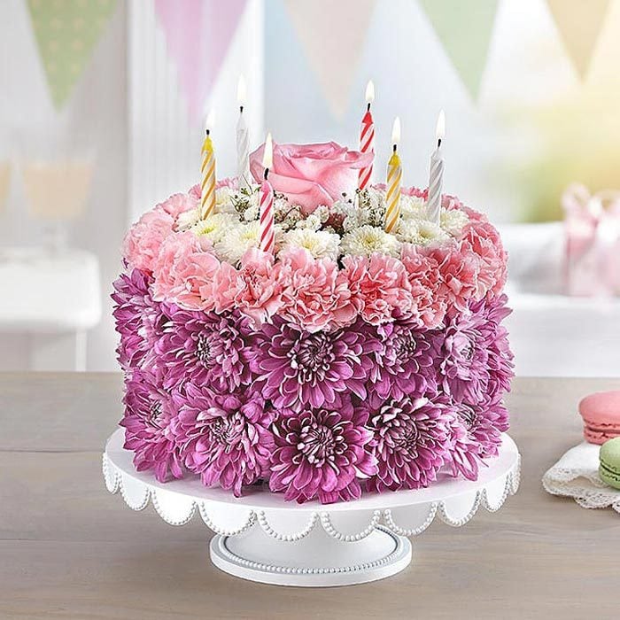 Carnation Birthday Wishes Flower Cake